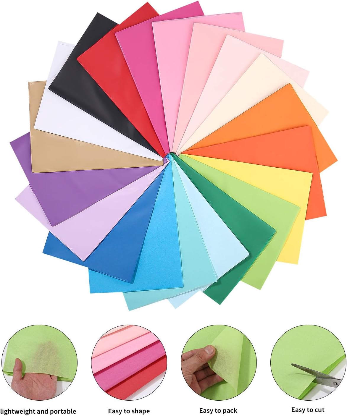 Buntes Seidenpapier 120 Blatt, 20 Farben, 50x70 cm für DIY Ostern