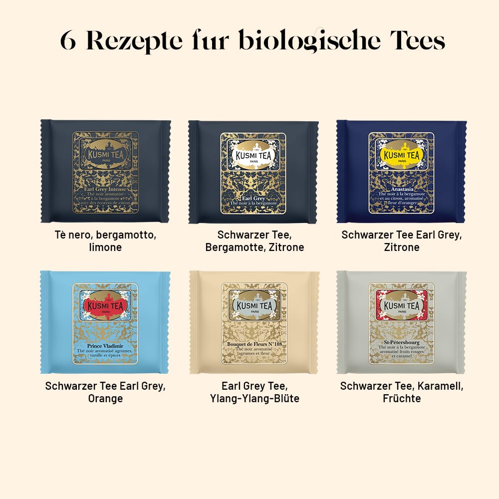 Geschenkset Earl Grey Bio - 6 Sorten schwarzer Tee, 24 Teebeutel