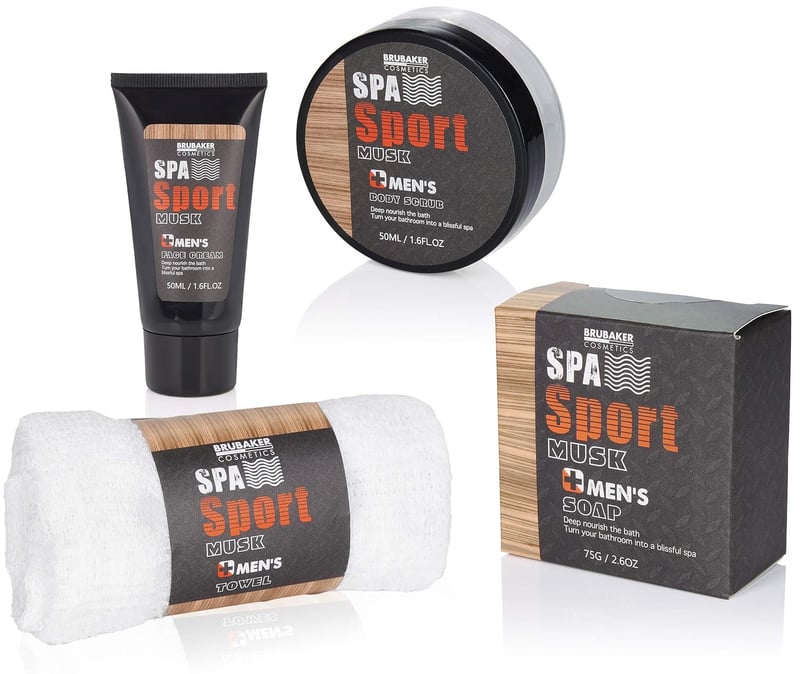 Männer Spa Pflegeset 8-teilig mit Duschgel, Gesichtscreme, Lotion und Waschlappen