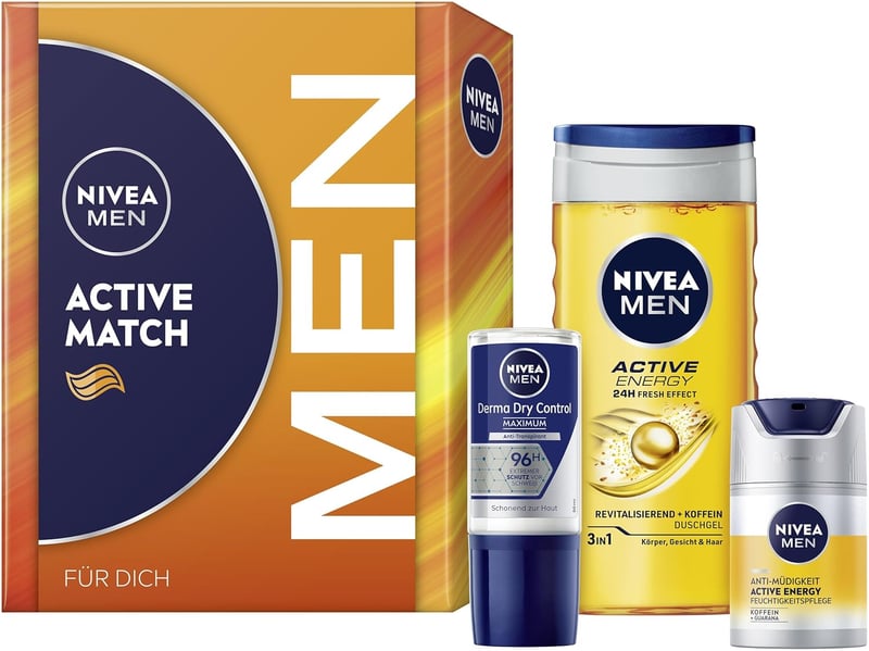 NIVEA MEN Active Match Geschenkset für müde Haut mit Duschgel und Deo