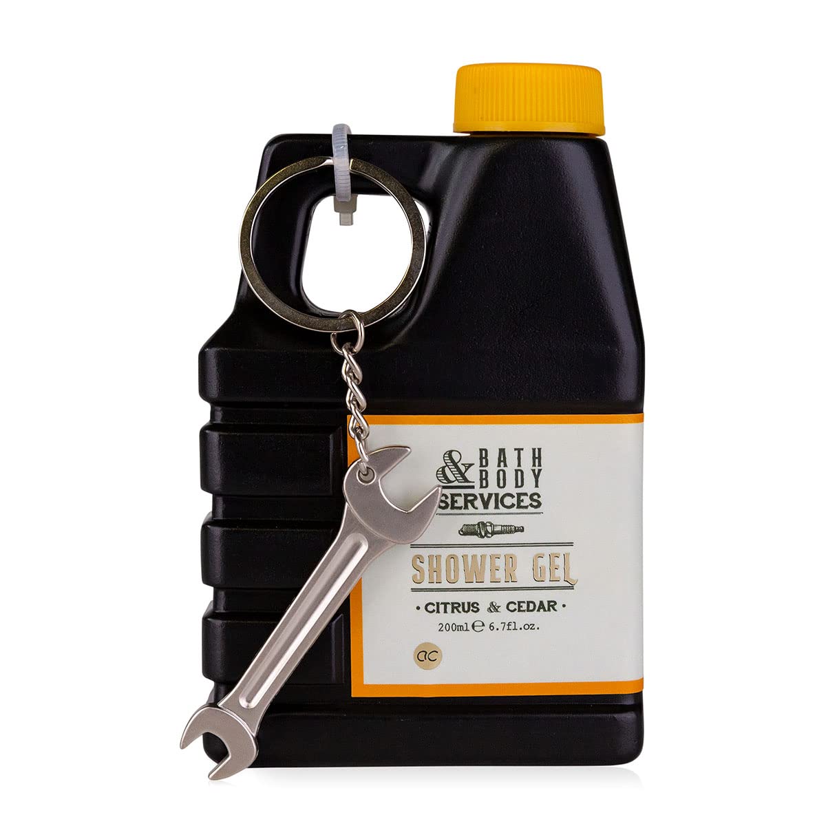 Nachfüllbares Duschgel Citrus & Cedar in Ölkanister-Form, 200ml mit Schlüsselanhänger