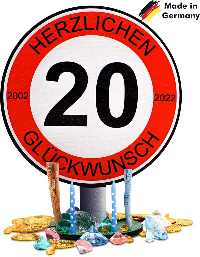 Verkehrsschild Geburtstag - 20 Jahre - Holz 20cm