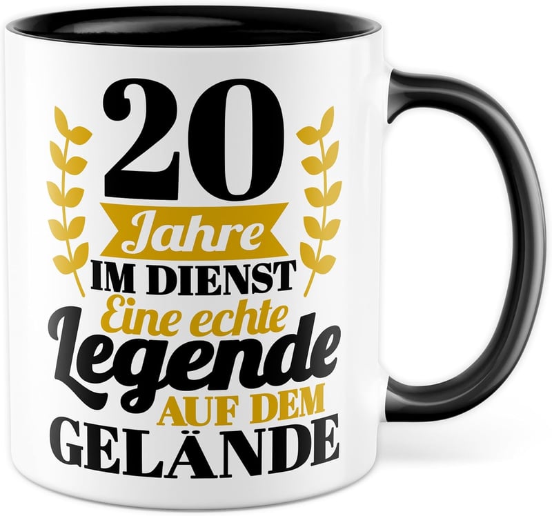 20 Jahre Dienstjubiläum Tasse mit Spruch für Kollegen