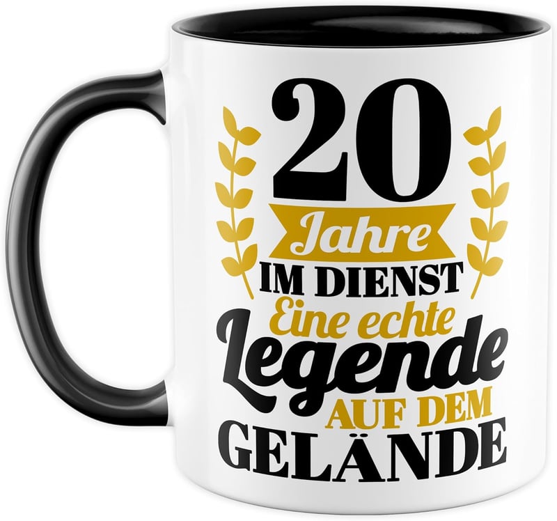 20 Jahre Dienstjubiläum Tasse mit Spruch für Kollegen