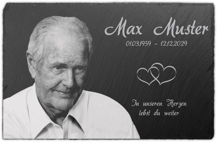 Personalisierte Gedenktafel aus Schiefer 30 x 20 cm mit Gravur