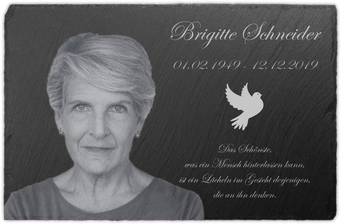 Personalisierte Gedenktafel aus Schiefer 30 x 20 cm mit Gravur