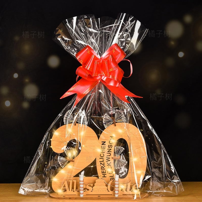 Coole Deko für den 20. Geburtstag: LED-Gastbuch-Ständer mit Geldgeschenken