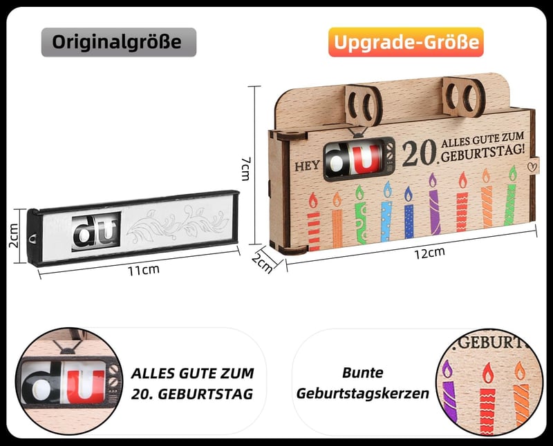 Originelle Geschenkbox zum 20. Geburtstag aus Holz für Geldgeschenke