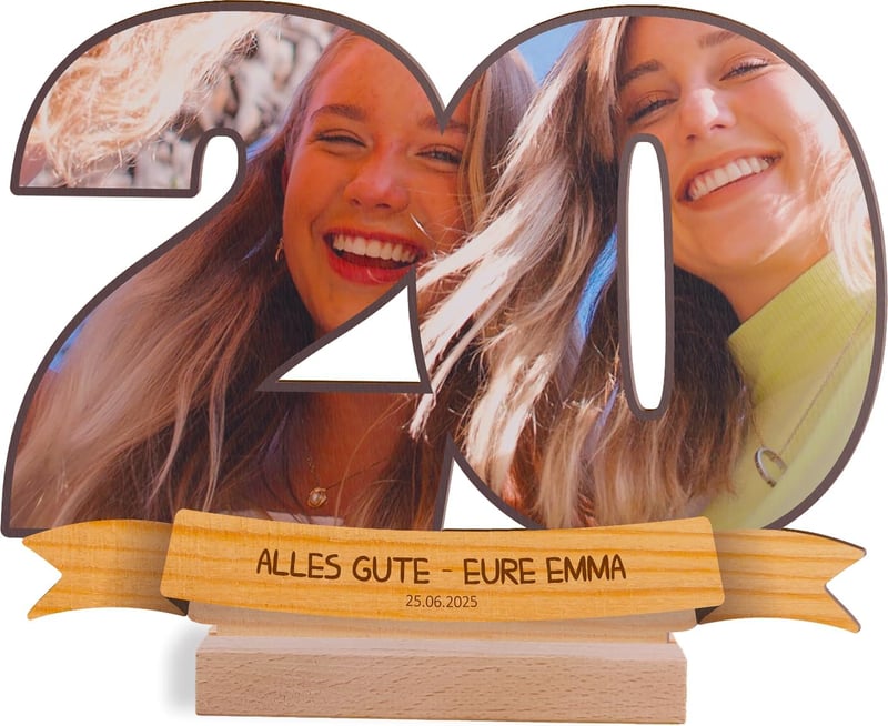 Personalisierte Holzbild für den 20. Geburtstag von Frauen und Männern