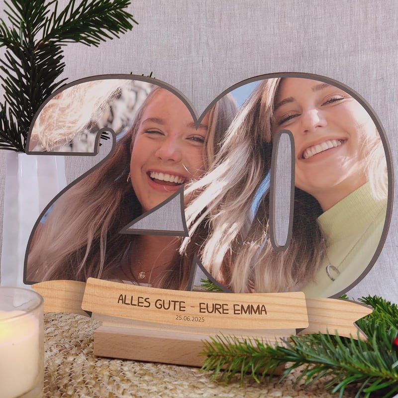 Personalisierte Holzbild für den 20. Geburtstag von Frauen und Männern