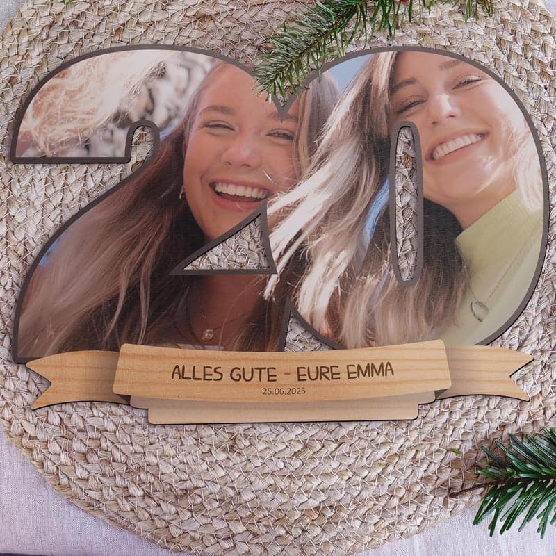 Personalisierte Holzbild für den 20. Geburtstag von Frauen und Männern