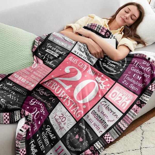 20. Geburtstag Deko für Frauen, Geschenk Decke 150x130CM