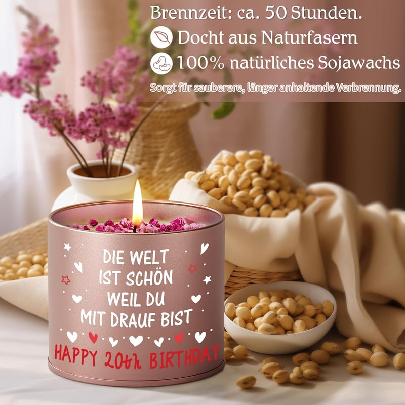 20. Geburtstag Kerze aus Metall für Frauen, Geschenke für Mama und Schwester