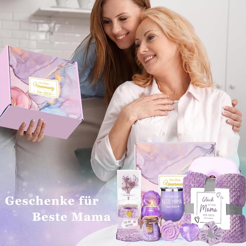 Muttertagsgeschenk-Set für Mama mit 12oz Edelstahlbecher in Lila