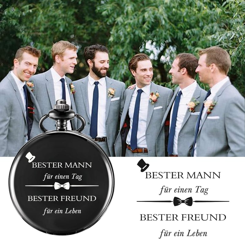 Personalisierte Quarz-Taschenuhr für Trauzeugen zur Hochzeit