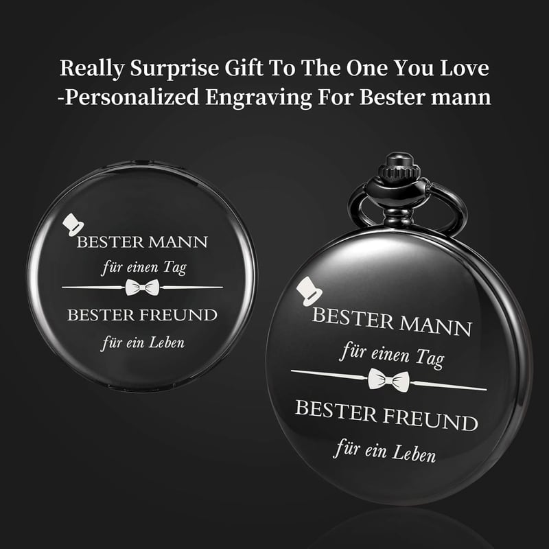 Personalisierte Quarz-Taschenuhr für Trauzeugen zur Hochzeit