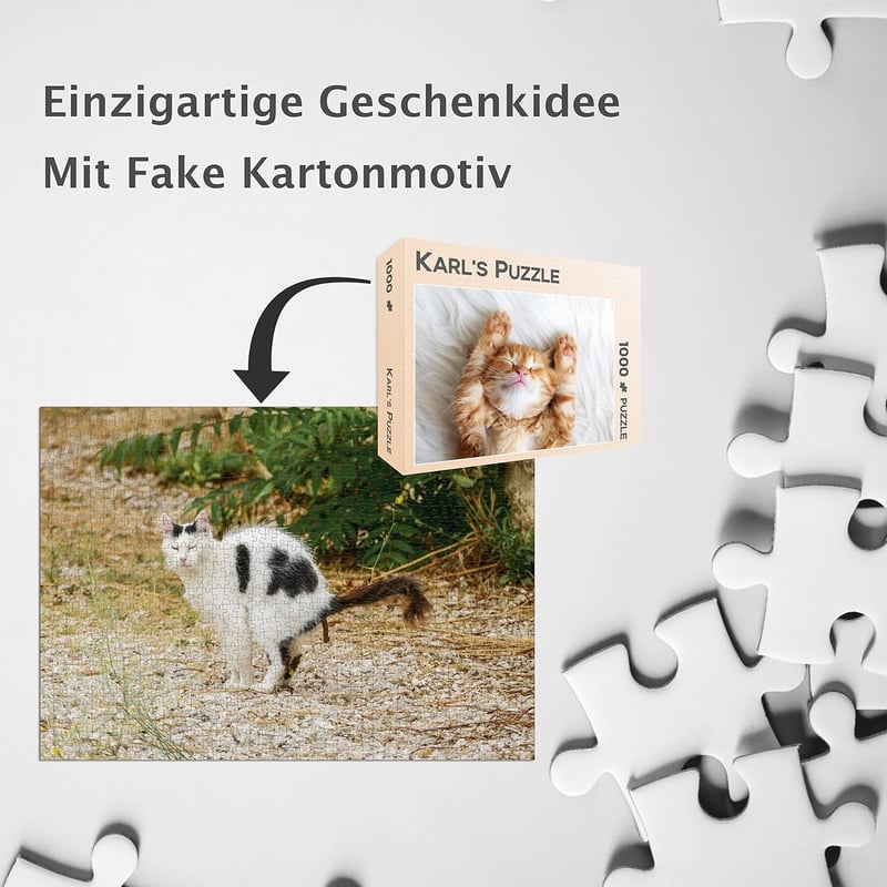 Lustiges 1000 Teile Scherzpuzzle Kätzchen im Kartonmotiv