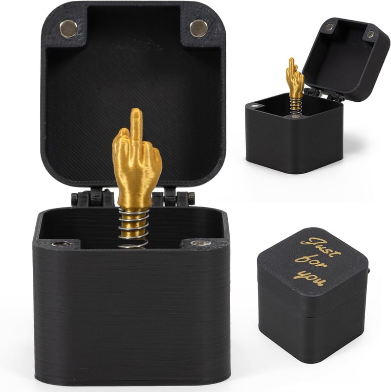 Scherzgeschenk: Mittelfinger in Box - Lustige Schreibtischdekoration