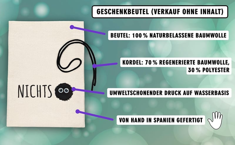 Geschenkbeutel „NICHTS“ aus Baumwolle 25 x 18 cm