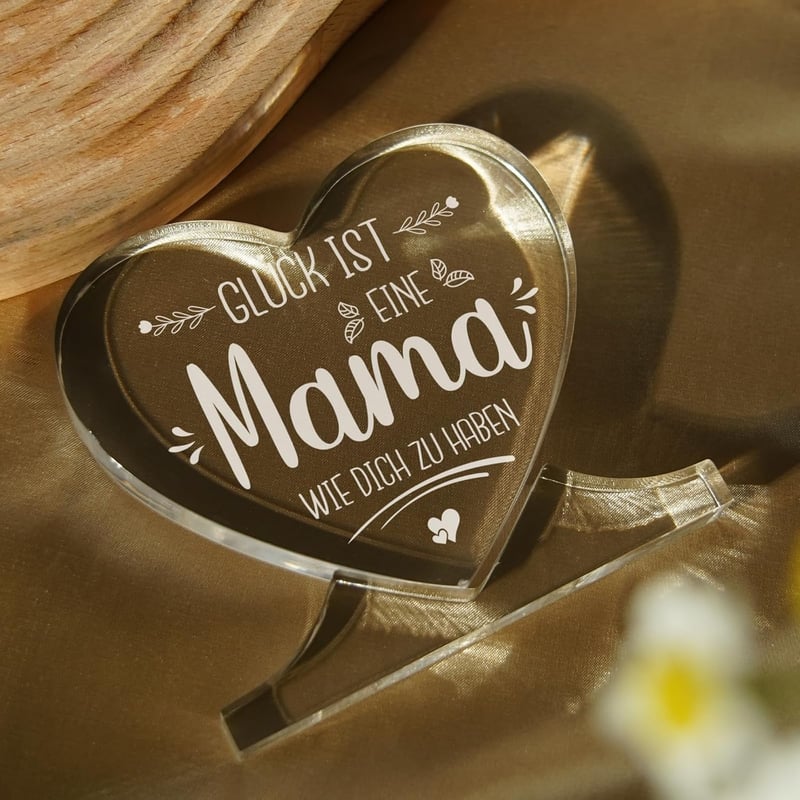 Persönliches Herz-Acrylgeschenk mit Spruch für Mama zum Geburtstag