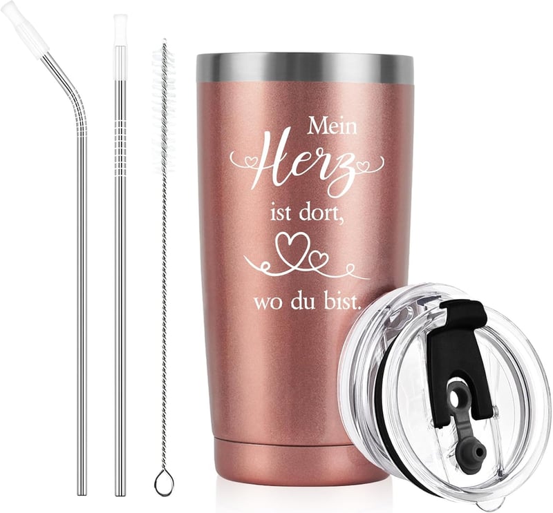 Valentinstagsgeschenk: 600ml Edelstahl Weinbecher für Frauen