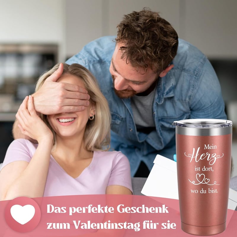 Valentinstagsgeschenk: 600ml Edelstahl Weinbecher für Frauen