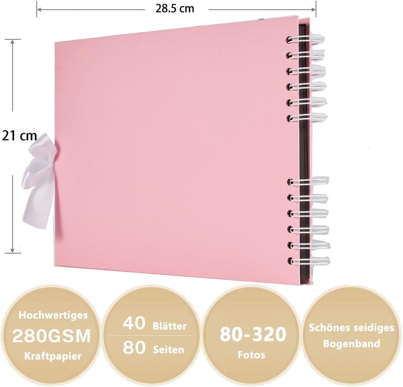 Fotoalbum zum Selbstgestalten – DIY Fotobuch, 80 Seiten, Rosa