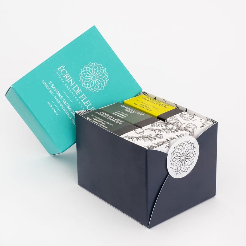 Bio-Seifen Geschenkset für Männer – 3x90g (Zeder, Limette, Holzkohle)