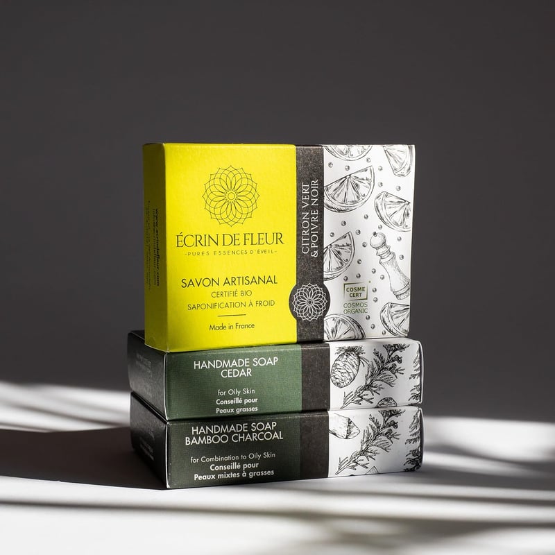 Bio-Seifen Geschenkset für Männer – 3x90g (Zeder, Limette, Holzkohle)
