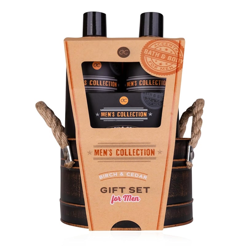 Geschenkset für Männer: Duschgel, Shampoo & Seife im Blecheimer