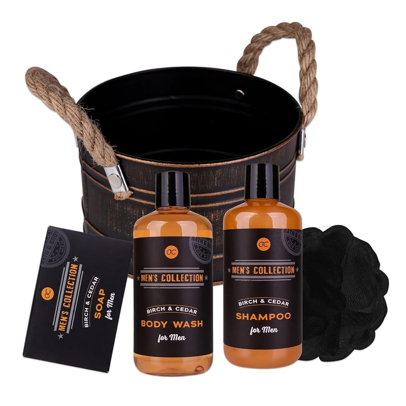 Geschenkset für Männer: Duschgel, Shampoo & Seife im Blecheimer