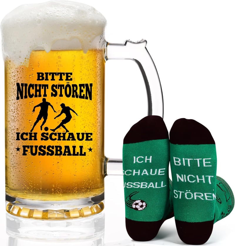 Lustige Bierglas-Socken für Männer – Fußball-Geschenkidee 0,5L