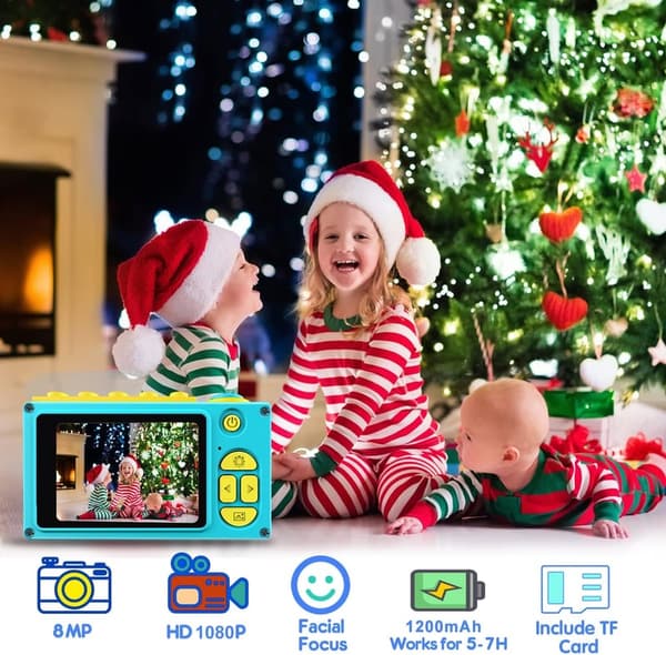 Wasserdichte Digitalkamera mit 8MP und 1080P für Kinder (Blau)