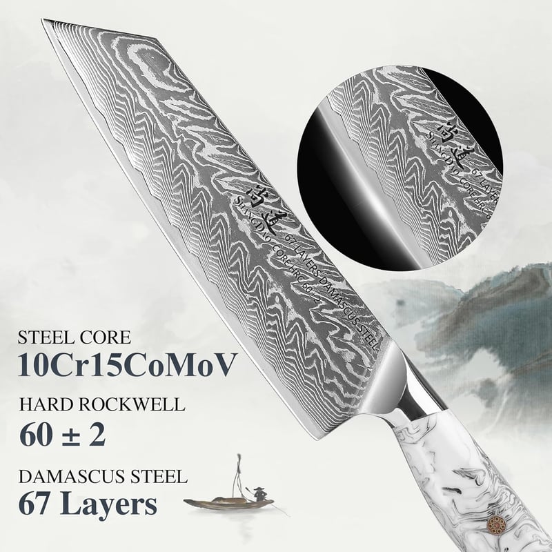 Japanisches Kiritsuke-Kochmesser 20 cm aus 67-lagigem Stahl