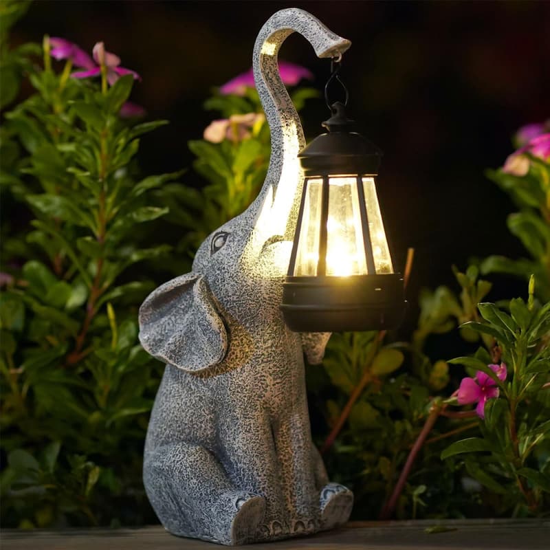 Solar Laterne Elefant Gartenfigur mit Wetterfesten LED für Mama