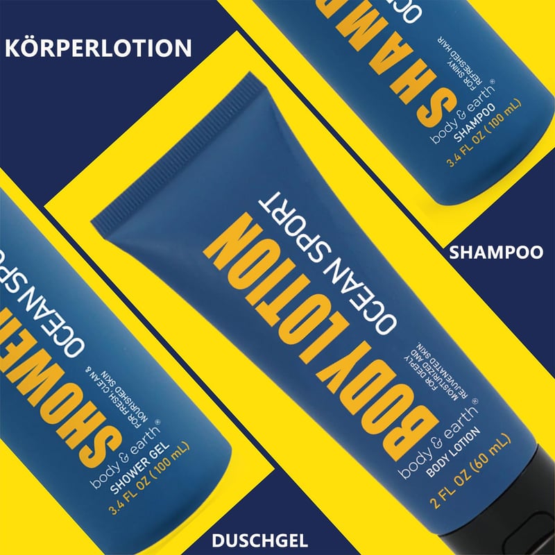 Sport-Pflege Geschenkset für Männer mit Ozean Duft – Reise-Set