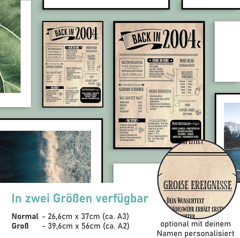 Personalisierbares Holzbild zum 21. Geburtstag, Vintage-Design