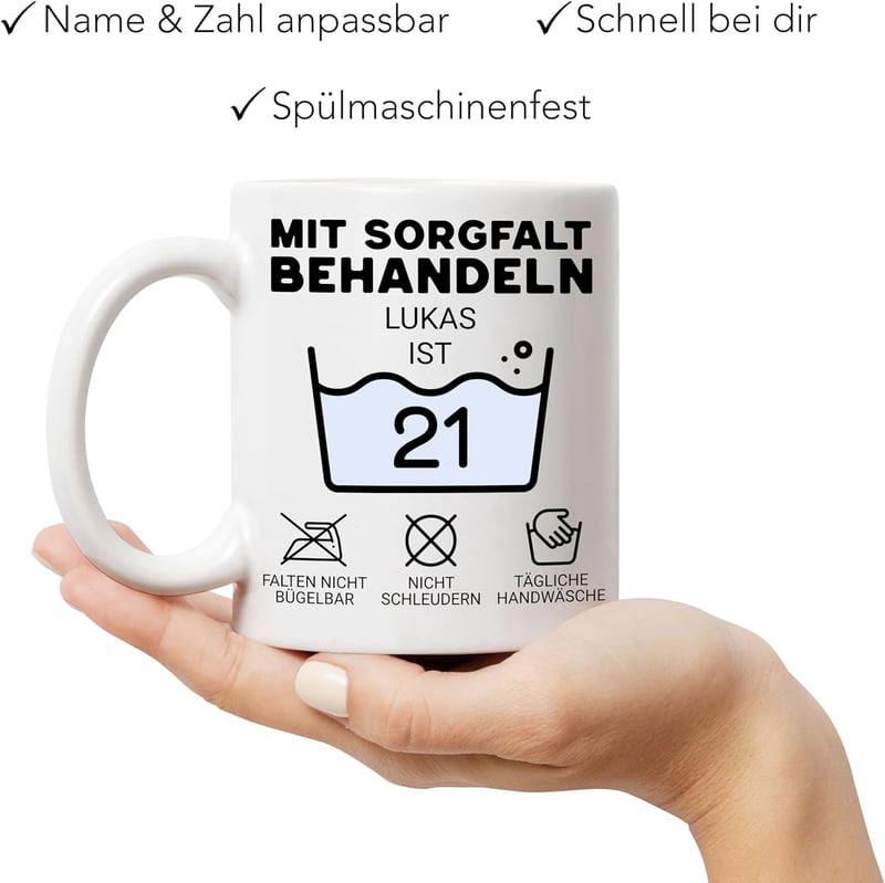 Personalisierte Tasse zum 18. Geburtstag für Männer und Frauen
