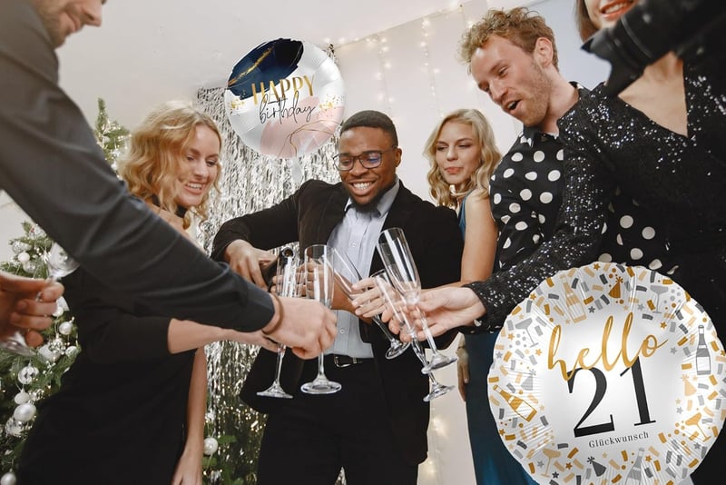 21. Geburtstag Folienballon Zahl 21 für Männer und Frauen, Helium geeignet