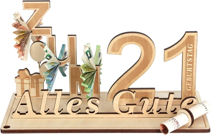 Holzscheine für Geldgeschenke zum 21. Geburtstag für Paare