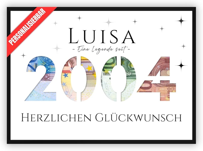 Personalisierbares Geldgeschenk zum 21. Geburtstag für alle
