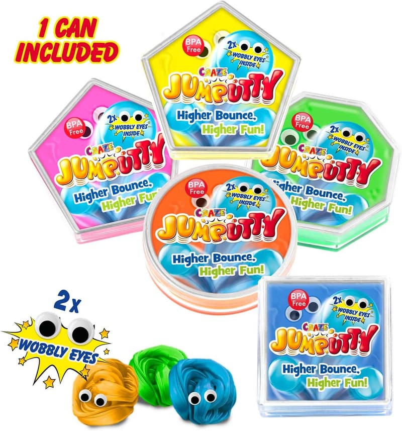 Bunte Knetmasse für Kinder – JUMPUTTY Hüpfknete 15g Dose