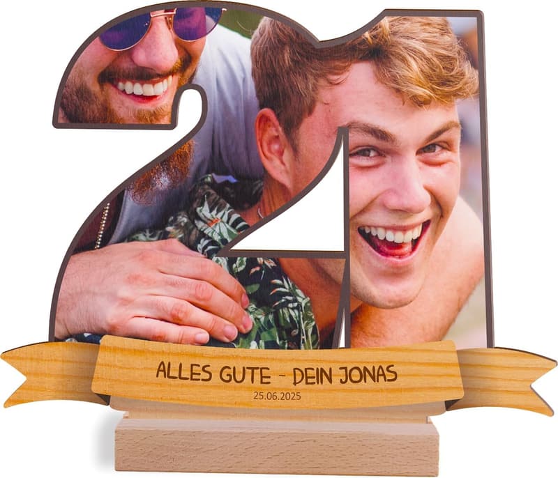 Personalisierte Holzbild-Deko zum 21. Geburtstag für Frauen und Männer