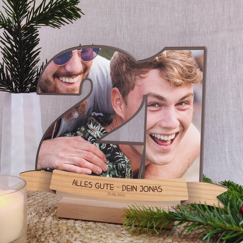 Personalisierte Holzbild-Deko zum 21. Geburtstag für Frauen und Männer