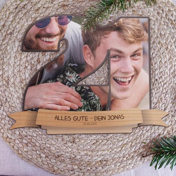 Personalisierte Holzbild-Deko zum 21. Geburtstag für Frauen und Männer