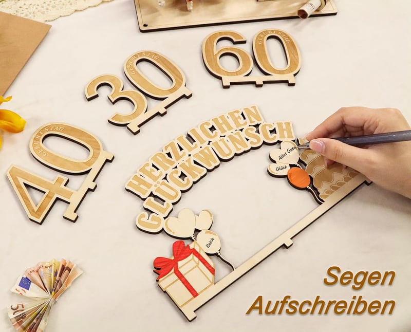21. Geburtstag Geldgeschenke aus Holz mit LED-Lichterkette