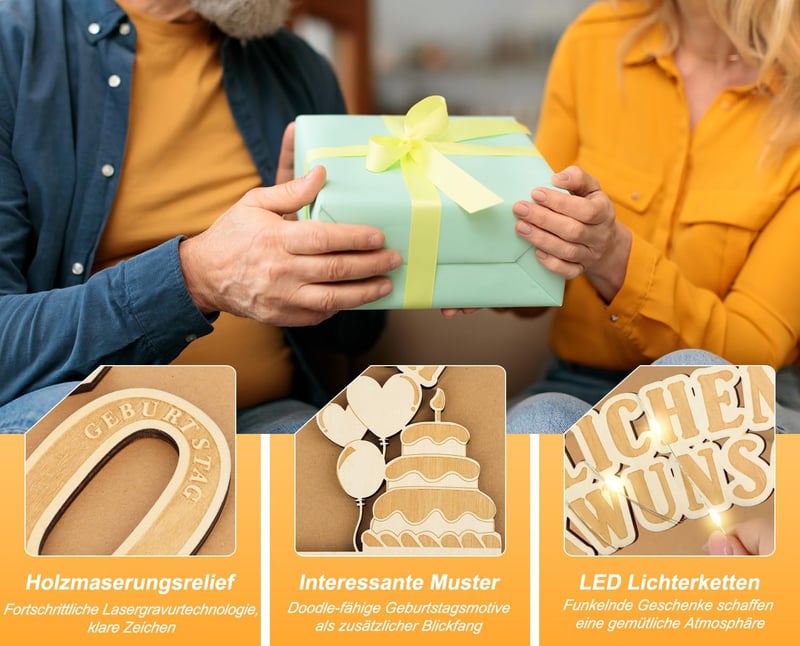 21. Geburtstag Geldgeschenke aus Holz mit LED-Lichterkette
