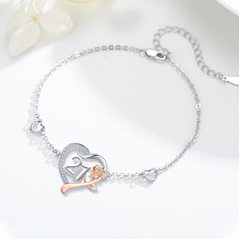 Personalisierbares 925 Sterling Silber Armband zum 50. Geburtstag für Frauen