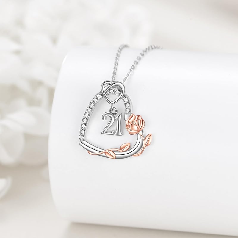 925 Sterling Silber Herz Anhänger Halskette für 18. Geburtstag Mädchen