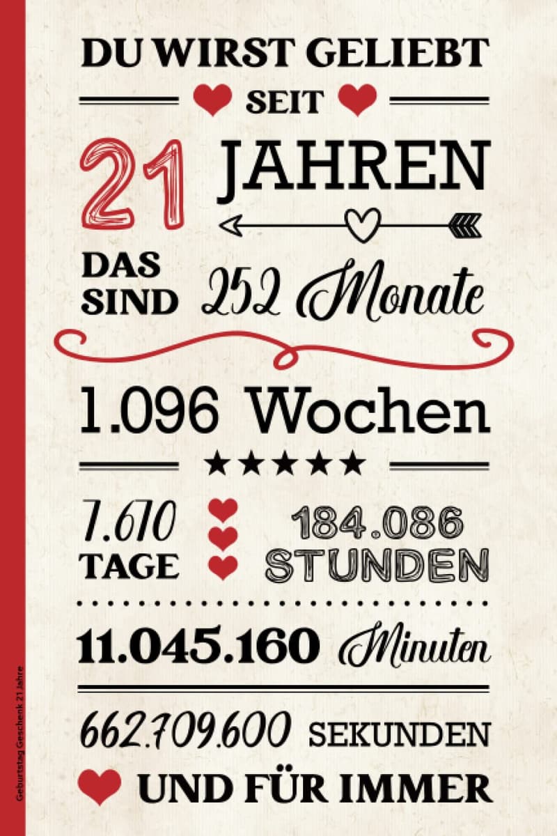Notizbuch A5 liniert – Geburtstag Geschenk für Frauen (21 Jahre)
